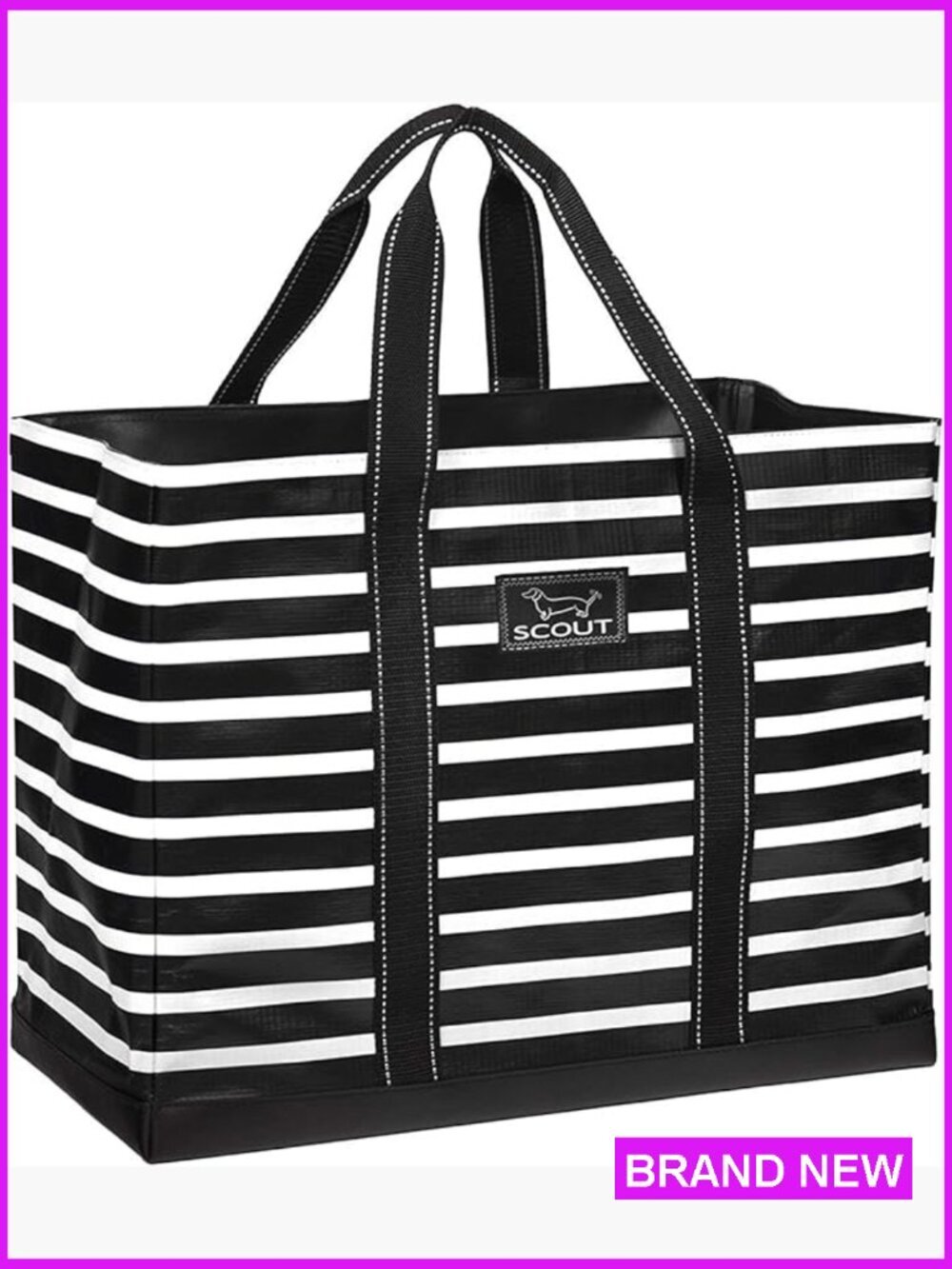 Large Tote Bag Lightweight Open Top Beach Pool Bag Inside Zip Pocket Folds Flat